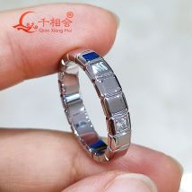 2mm rundes graviertes quadratisches Band Sterling silber d Farbe vvs runder Moissan ite Diamant schmuck, der Hochzeits datierung macht