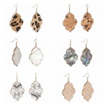 Flower Hexagon Abalone Shell Leopard Earrings Stone Gold Color Dangle Brincos Pendientes Fashion Brand Jewelry Women