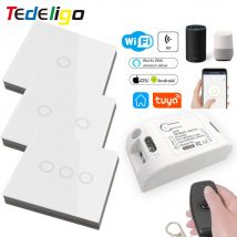 Tuya WiFi 433 MHz Smart Licht Schalter Rf Drahtlose Glas Panel Wand Schalter Touch-Taste Sensor Schalter Fernbedienung 85-220 V Timer