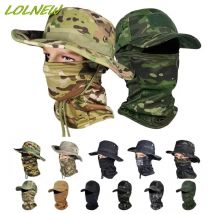 Männer Tarnung Hut und Schal Set breite Krempe Eimer Hüte Sonnenschutz Panama Sommer Jagd Wander hut Outdoor Sonnen kappen