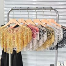 Damen-Schal Stil der 1920er-Jahre, Perlenquasten, Stickerei, Pailletten, Fransen, Abendparty, Umhänge, Hochzeit, Brautschal