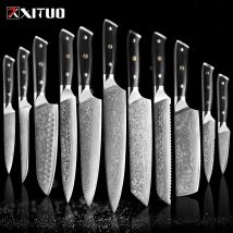 XITUO-Juego de cuchillos de Damasco, 1-9 Uds., mango G10, núcleo VG10 de 67 capas, cuchillo de Chef Santoku de acero damasco, cuchillo para pelar pan