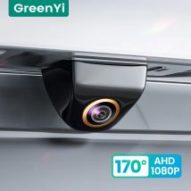 GreenYi Cámara de visión trasera de coche con lente dorada 170 °   Cámara de estacionamiento para vehículos ojo de pez AHD inverso con visión nocturna Full HD
