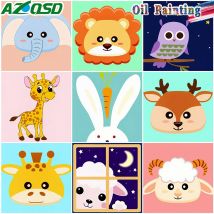 AZQSD Bild Ölgemälde nach Zahlen, Tier-Cartoon-Färbung, gezogenes Bild auf Leinwand, einzigartiges Geschenk für Kinder