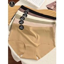 6PCS Seamless Mulberry Silk Panties Women Breathable Solid Color Briefs Sexy High Elastic Underwear Invisible Low Waist Lingerie