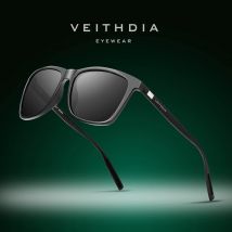 VEITHDIA Markensonnenbrille Unisex Retro Aluminium+TR90 Sonnenbrille Polarisierte Gläser Vintage Brillen Sonnenbrille für Männer/Frauen 6108