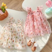 1-7T Kleinkind Kind Baby Mädchen Kleidung Off Schulter Herz Druck Mädchen Kleid Elegante Sommer Sommerkleid Strand prinzessin Kleid Outfit