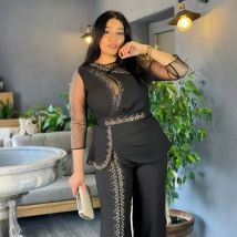 L-3XL afrikanische Kleidung für Frauen 2 Stück Herbst elegante 3/4 Ärmel Top lange Hose passende Sets Outfits Dashiki Afrika Kleidung