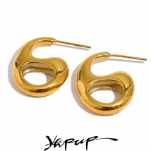 Yhpup New Design Stainless Steel Geometric Hollow Minimalist Earrings Women Golden Metal Waterproof Trendy Stylish Jewelry Gift