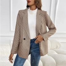 Der neue karierte Einknopf-Blazer für Herbst-und Winter mode mit Taschen und Temperament-Pendler-Patchwork-Anzug jacke für Frauen