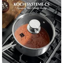 KOCH SYSTEME CS Hybrid-Topf aus Edelstahl mit Antihaftbeschichtung, 2-Liter-Topf aus dreilagigem Edelstahl, kleiner Stahltopf