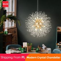Luksusowe lampy sufitowe LED z kryształami w kształcie dmuchawca, lampy wiszące do jadalni, salonu, hotelu, gwiaździste oświetlenie w kształcie kuli ognia.