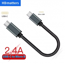 Kurzes USB-C-auf-Micro-USB-Kabel vom Typ C, 0,2 m langes USB-C-auf-Micro-USB-OTG-Synchronisierungsdaten-Ladekabel für Samsung Xiaomi MacBook Pro