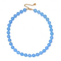 ZMZY Blue Agate Beaded Necklace Natural Stone Necklace Bead Clavicle Chain Vintage Charm Beaded Energy Fashion Carved Gifts