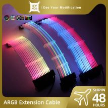ARGB GPU Extension Cable 8PIN Rainbow Case Lighting Strip 8+8 Strimer Wire 24PIN MOBO VGA 8+8+8 RGB Extender PC MOD Gamer Refit