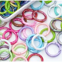 Neue Mode O Ring Frühling Verschluss Öffnende Runde Karabiner Schlüsselbund Clip Haken Hund Kette Bunte Runde Karabinerverschluss Schlüssel Stecker