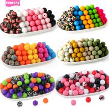20 Pz/set 15 MILLIMETRI Rotonda Perline di Silicone Mix Stampato Perline Kit Per La Produzione di Gioielli FAI DA TE Portachiavi Penna Braccialetto Collana Accessori