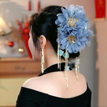 Vielseitige Blumen-Haarspange mit Pailletten, Quaste, Hai-Clip für Frauen und Mädchen, Retro-Haarklammer, elegante Blumen-Haar-Accessoires, Geschenk