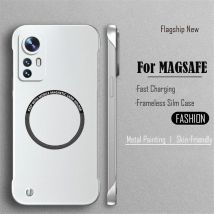 Luxus Ultra Dünne Rahmenlose Magnetische Fall Für Magsafe Xiaomi 12 11 Lite 12T 11T 10 10T Pro drahtlose Lade Matte Telefon Abdeckung
