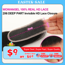 WOWANGEL 2x6 Separazione profonda HD Chiusura in pizzo Frontale Solo pelle sciolta Capelli lisci Chiusura Kim K Capelli vergini pre pizzicati per donna
