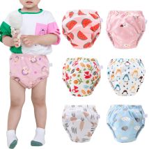 Baby Baumwoll-Töpfchentrainingshosen Kleinkind Wiederverwendbare Windelhöschen Ökologische Waschbare 6-Schicht Wasserdichte Stoffwindeln Unterwäsche