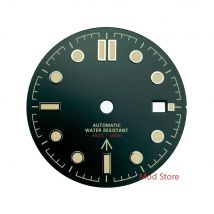 NEW 007 NTTD NO TIME 31mm Black Sterile Watch Dial Wristwatch Face for MIYOTA8215 Mov't Green Lume