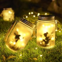 Luce solare per barattolo di vetro Lanterna solare Lucine Impermeabile IP65 Lampada solare sospesa in piedi Ornamento da giardino per prato da patio