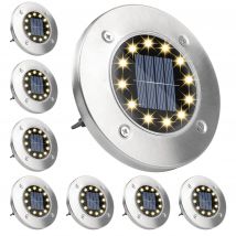 Lampada da terra solare 12 LED Luce solare per esterni Acciaio inossidabile IP65 Luce solare impermeabile per prato Giardino Terrazza Cortile