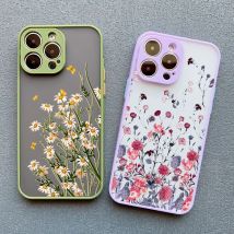 Hand Painted Phone Case For iphone 17 16 15 X XS XR Flower Shockproof Case For iPhone 16 Plus 13 12 11 14 15 16 pro MAX Cover