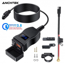 Ładowarka motocyklowa Anchtek, wodoodporny adapter 12V, porty USB PD do szybkiego ładowania telefonu 3.0 z przełącznikiem, akcesorium motocyklowe