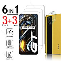 Vetro a copertura totale per Realme GT 5G Sblocco delle impronte digitali per Realme GT 5G RMX2202 6.43 "Proteggi schermo Lente protettiva per fotocamera HD