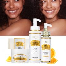 AILKE Set per la cura della pelle alla vitamina C, con lozione per il corpo schiarente, crema per il viso uniforme dai tonalità della pelle, siero sbiancante, sapone schiarente