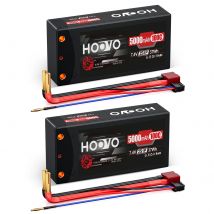 Batteria HOOVO RC 7.4V 5000mAh 100C 2S Batterie Lipo Custodia rigida con spina da banana a T da 4.0 mm per droni Truggy per camion RC Car Boat