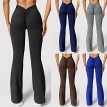 Mode Micro Horn Leggings Frauen V-back Taille Sport Hosen Hohe Taille Push-Up Butt Gym Hosen Solide Schlanke latin Dance Hose