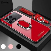 Für Xiaomi POCO X6 Pro F7 Ultra Gehärtetem Glas Magnetische Ring Ständer Halter Fall Für POCO X7 M6 Pro F5 X5 Stoßfest Lanyard Abdeckung
