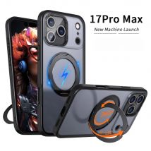 Luxus Für Magsafe 360 Rotierenden Magnetischen Ständer Telefon Fall für iPhone 17 Pro Max 17 Air Metall Ring Falten Halterung acryl Klar Fall