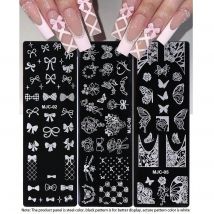 3 pezzi di papillon per timbri per unghie, design a farfalla, fiore floreale, foglia, timbro per nail art, stencil, modello di stampa, strumenti per manicure