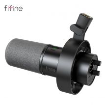 Mikrofon dynamiczny FIFINE USB/XLR z mocowaniem amortyzującym, wyciszeniem dotykowym, gniazdem słuchawkowym i regulacją głośności, do komputera lub nagrywania kart dźwiękowych -K688