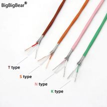 1/5/10 m K T N S Typ Thermoelementdraht, 2 Kerne, PTFE-Isolator, abgeschirmte Leitung, Hochtemperatur-Messkompensationskabel