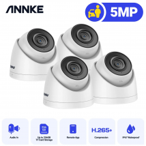 ANNKE-cámara POE Ultra HD de 4 piezas para exteriores e interiores, cámara de seguridad resistente a la intemperie, visión nocturna, Kit de cámara de alerta por correo electrónico, 5MP
