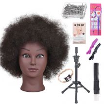 Afro Mannequin Head 8inches 100% Human Hair Traininghead Styling Head Braid Hair Dolls Head for Practicing Cornrows and Braids