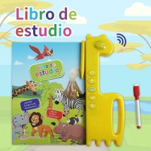 Spanisches Punktlesebuch für Kinder: Ton, Buchstaben, Zahlen, Wörter, Giraffenform, löschbarer Stift, Alter 4–6, frühe Bildung