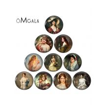 Retro Girls Women Canvas Art Patterns 12mm/16mm/18mm/25mm Round photo glass cabochon demo flat back Making findings