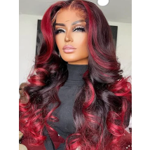 Parrucca frontale in pizzo con onda del corpo bordeaux Wig13X6 HD parrucca frontale in pizzo rosso parrucca con chiusura in pizzo colorato per capelli umani 12-32 pollici