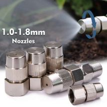 1,0–1,8 mm 1/4 Zoll Nebel-Kühldüsen, Messing, verstellbarer Zerstäubungssprühadapter für Gartenbewässerung, Landwirtschaft, Bewässerung