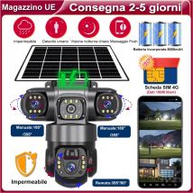 Telecamera solare 4G con scheda SIM 3 lenti Sorveglianza esterna Protezione di sicurezza domestica Rilevazione umana Telecamere CCTV IP PTZ wireless