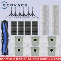 Ecovacs X8 Pro Omni Robot Vacuum Spare Parts Main Side Brushes Mop Cloths HEPA Filters Dust Bags Accessories