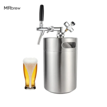 Mini-Fass-Growler-Kit (5l Bierfass & verstellbarer Bierhahn & 60psi CO2-Ladegerät & Bierfass-Speer), Bier-Disoenser für das Brauen zu Hause