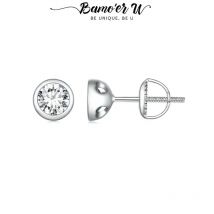 Orecchini Bamoer U Moissanite in argento sterling 925 con design unico intarsiato, orecchini certificati, gioielleria raffinata da donna