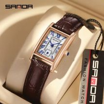 Sanda 1116 neue Mode 2024 elegantes Design Rechteck Zifferblatt wasserdichtes Quarz werk Business Frauen analoge Armbanduhr